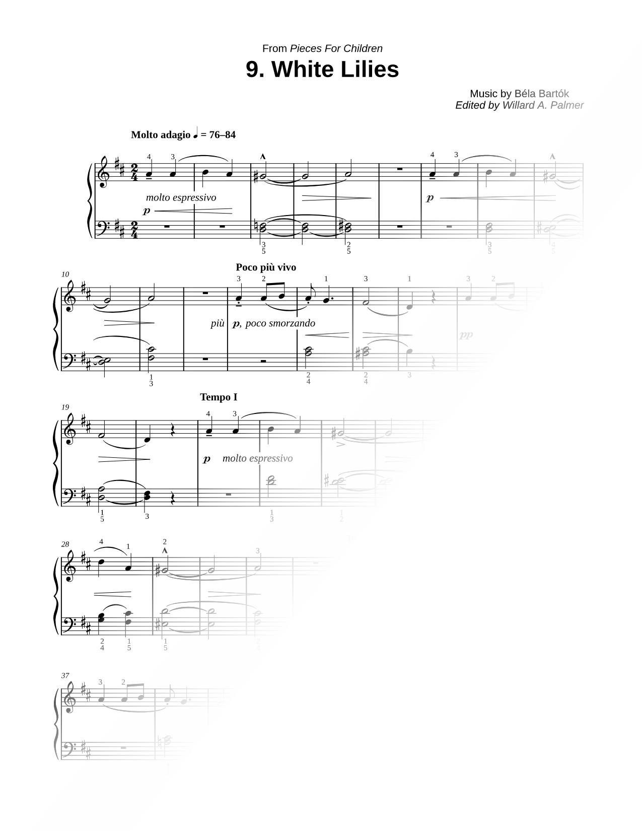 Pieces for Children: 9. White Lilies