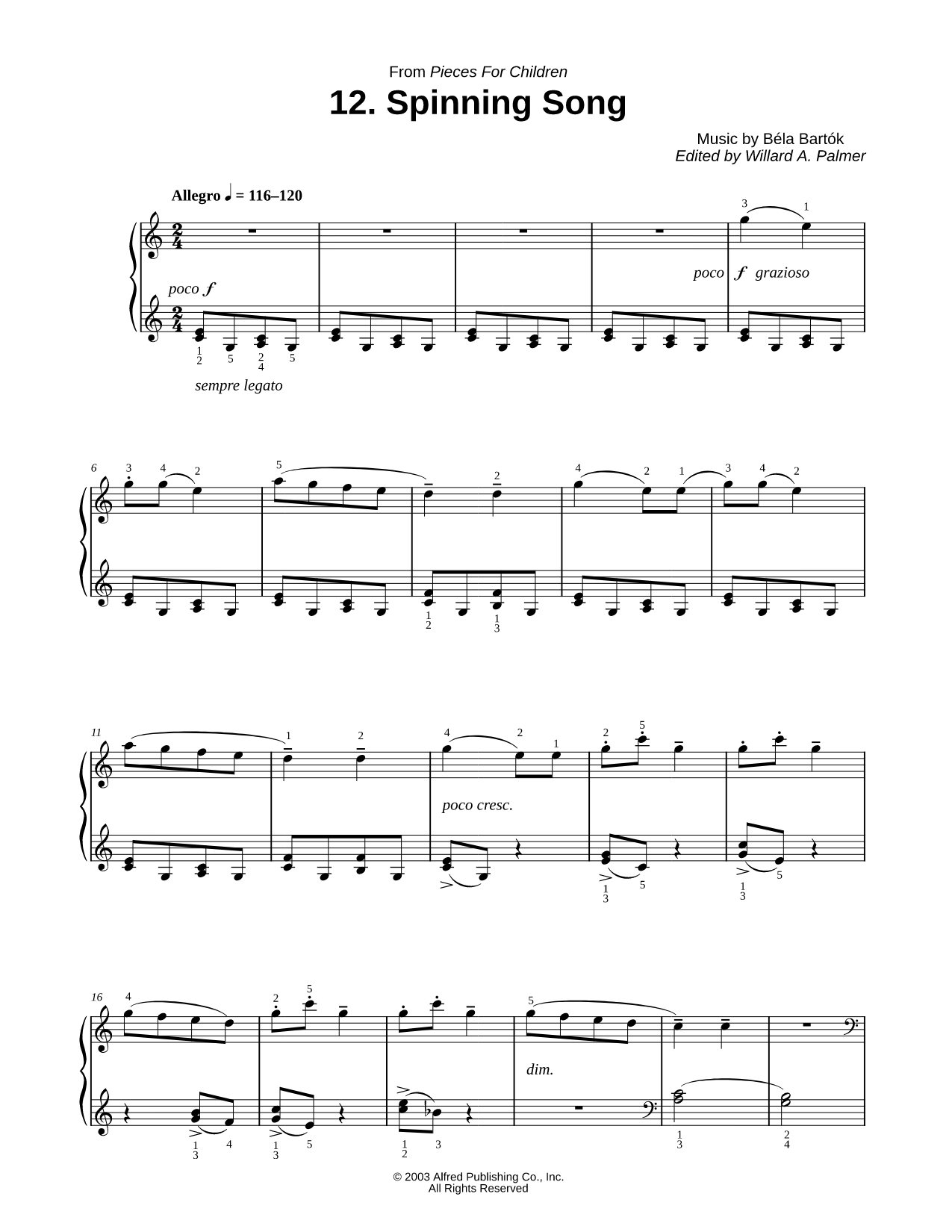 Pieces for Children: 12. Spinning Song