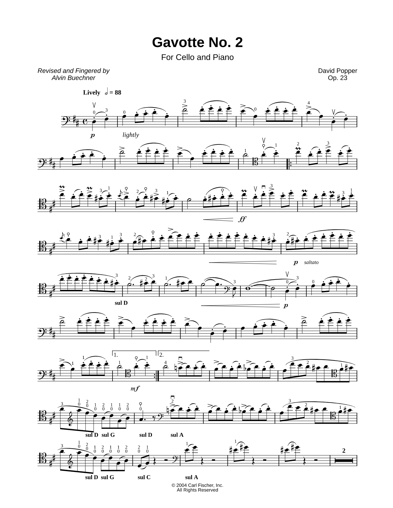 Gavotte No. 2 (Cello Part)