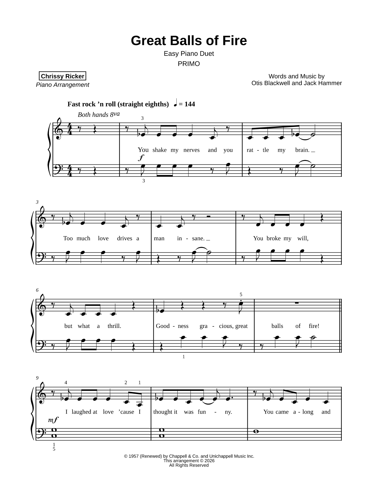 Great Balls of Fire [easy duet]
