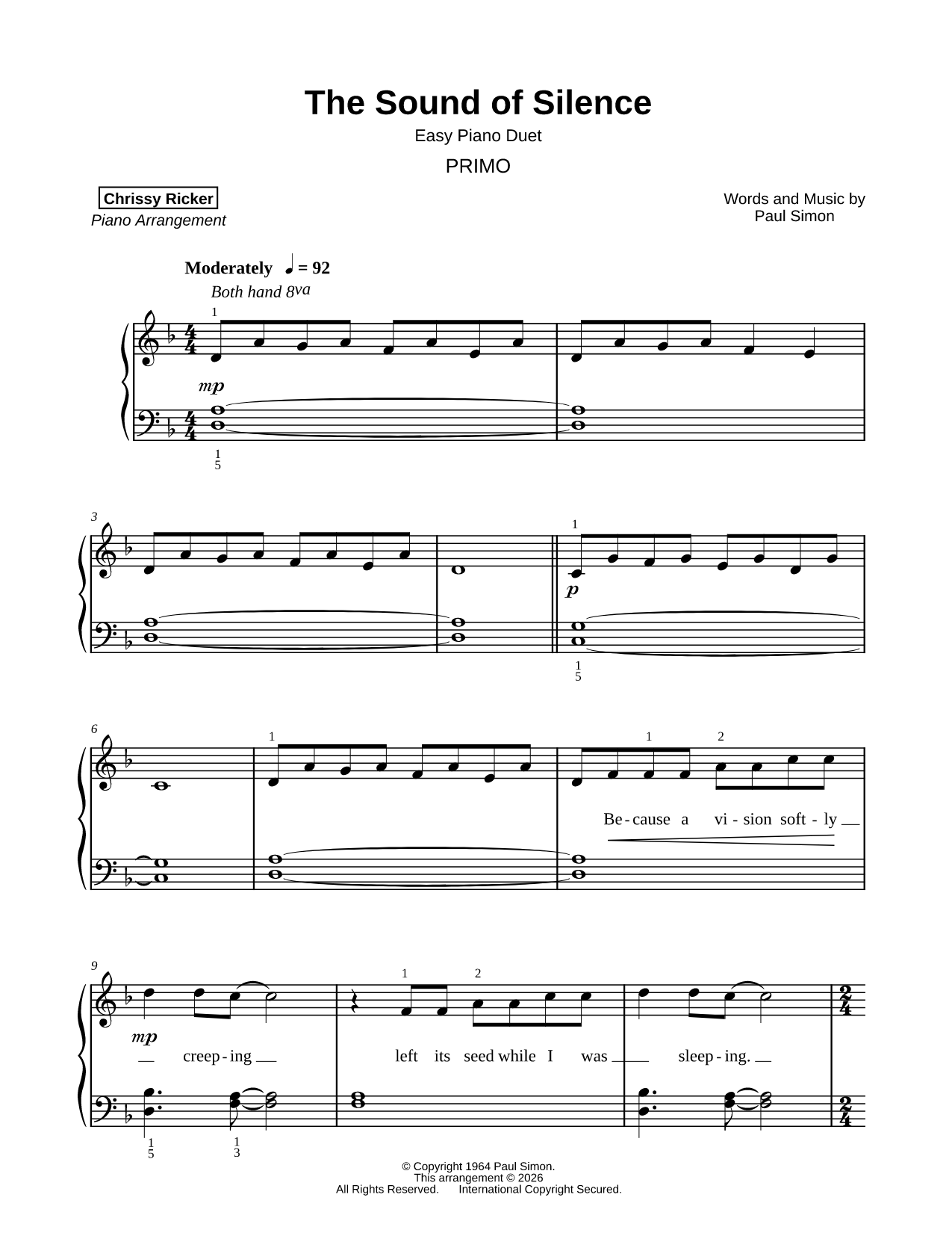 The Sound of Silence [easy duet]