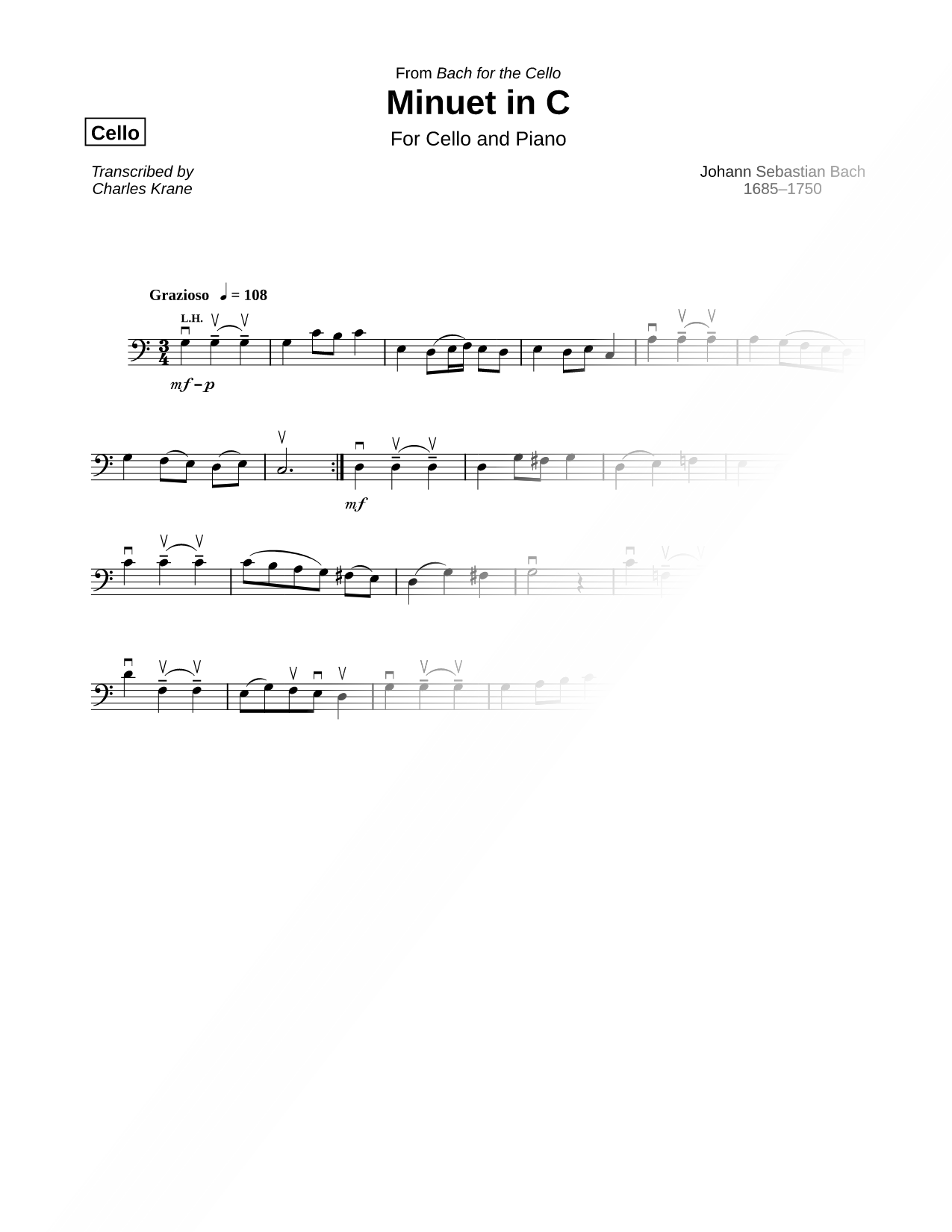Minuet in C (Cello part)