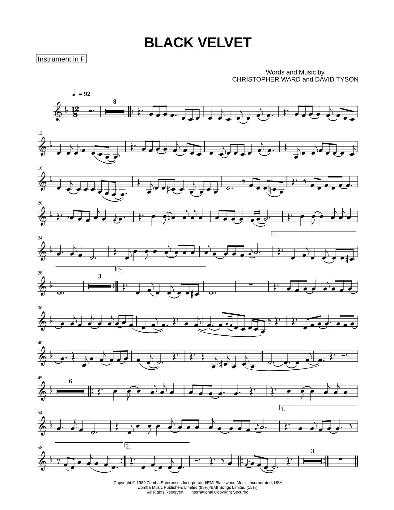 Black Velvet - F Instrument